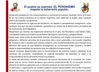 PJ Salta: “El Peronismo respeta la soberanía popular”