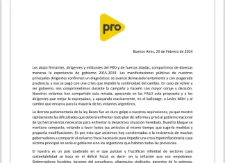 Documento del PRO para respaldar a Milei