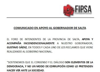 Sáenz recibió el apoyo de los intendentes de la provincia