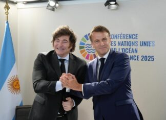 Milei se saludó con Macron en una conferencia de la ONU