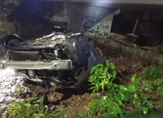 Perdió el control del auto, cayó al río en San Lorenzo y está grave