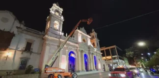 Comenzó la renovación del sistema de iluminación de la Catedral Basílica