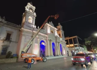 Comenzó la renovación del sistema de iluminación de la Catedral Basílica